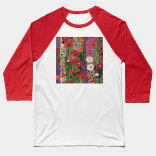 Fantasy Garden with Red Purple Pink and White Flowers After Klimt Baseball T-Shirt